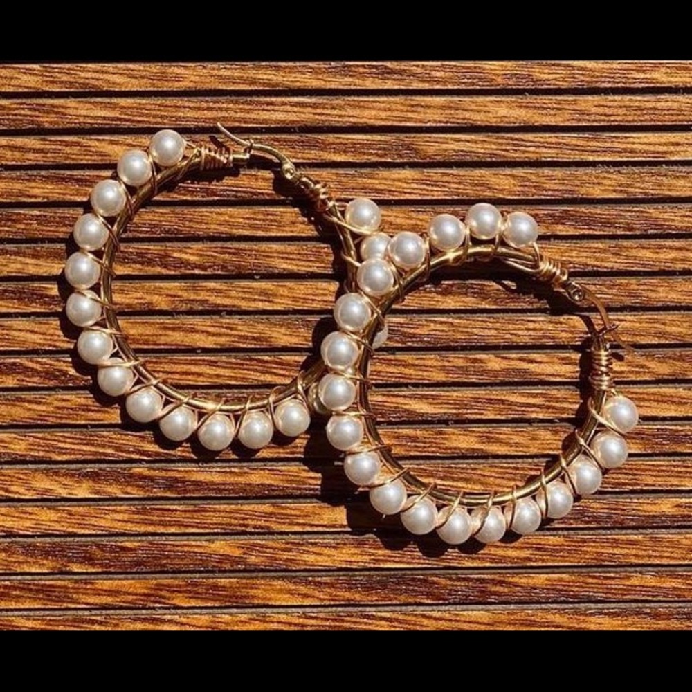 Pearl hoop earrings